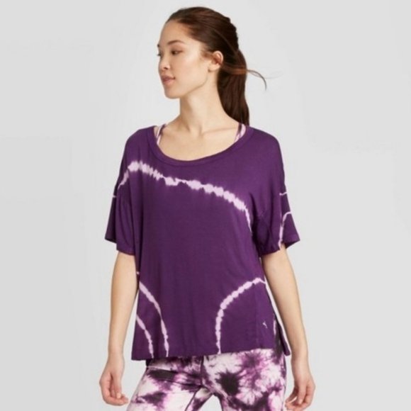 Joy Lab Tye Dye Purple Workout Top Small - Picture 1 of 5